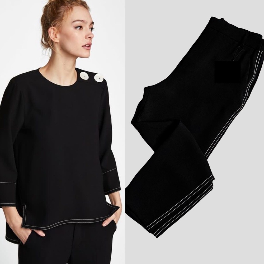 Zara black white top and pants co-ord set